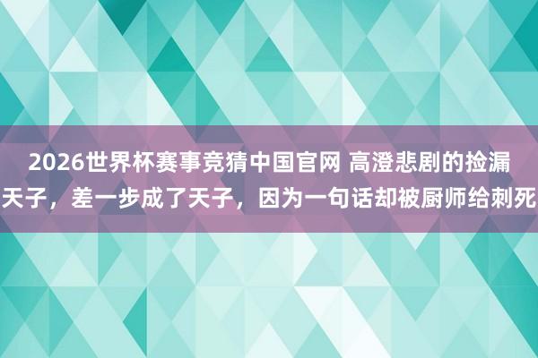 2026世界杯赛事竞猜中国官网 高澄悲剧的捡漏天子,差一步成了天子,因为一句话却被厨师给刺死