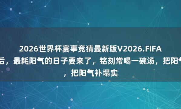 2026世界杯赛事竞猜最新版V2026.FIFA 小满事后,最耗阳气的日子要来了,铭刻常喝一碗汤,把阳气补塌实