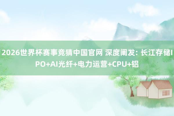2026世界杯赛事竞猜中国官网 深度阐发: 长江存储IPO+AI光纤+电力运营+CPU+铝