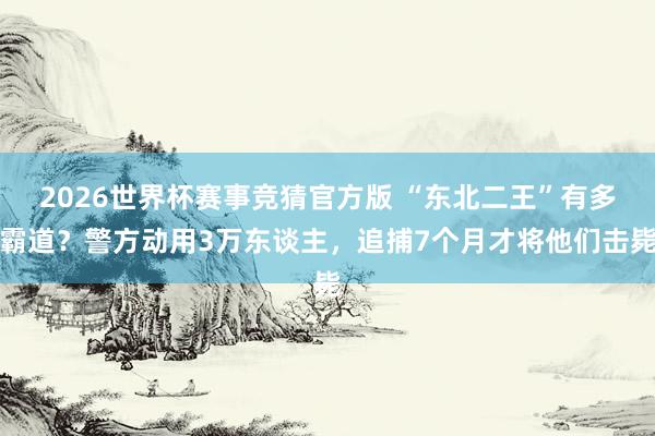 2026世界杯赛事竞猜官方版 “东北二王”有多霸道?警方动用3万东谈主,追捕7个月才将他们击毙