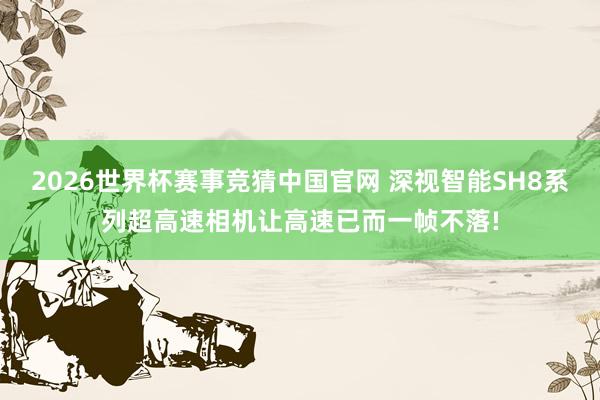2026世界杯赛事竞猜中国官网 深视智能SH8系列超高速相机让高速已而一帧不落!