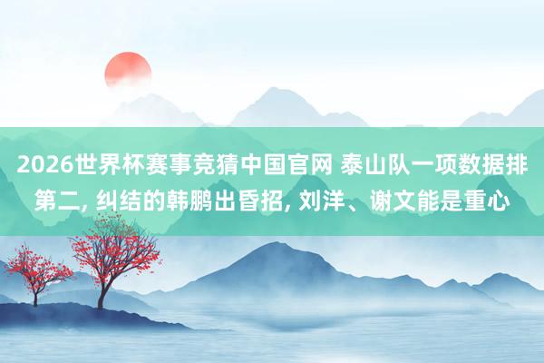 2026世界杯赛事竞猜中国官网 泰山队一项数据排第二, 纠结的韩鹏出昏招, 刘洋、谢文能是重心