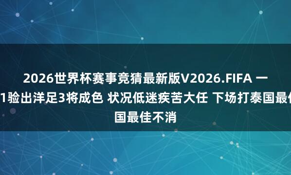 2026世界杯赛事竞猜最新版V2026.FIFA 一场2:1验出洋足3将成色 状况低迷疾苦大任 下场打泰国最佳不消