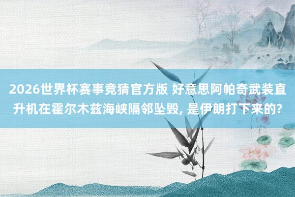 2026世界杯赛事竞猜官方版 好意思阿帕奇武装直升机在霍尔木兹海峡隔邻坠毁, 是伊朗打下来的?