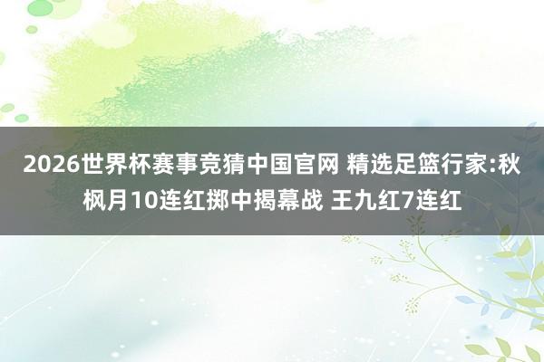 2026世界杯赛事竞猜中国官网 精选足篮行家:秋枫月10连红掷中揭幕战 王九红7连红