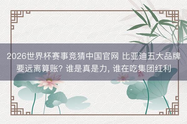 2026世界杯赛事竞猜中国官网 比亚迪五大品牌要远离算账? 谁是真是力, 谁在吃集团红利