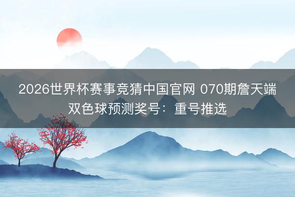 2026世界杯赛事竞猜中国官网 070期詹天端双色球预测奖号：重号推选